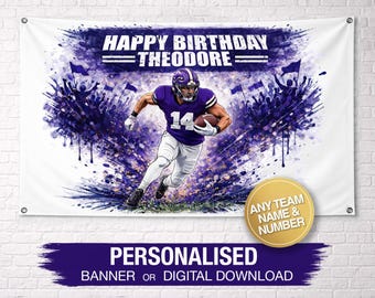 Baltimore Ravens Birthday Banner | Personalised Football Birthday Banner | Custom Name & Number Football Banner | Party Decoration | Ravens