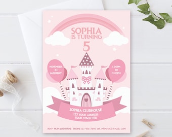 Princess Castle Birthday Invitation, Princess Birthday Invitation, Castle Invitation, Princess Invitation, DIGITAL Personalized Invitation