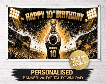 Personalisierte Fußball Geburtstagsbanner | Fußball Geburtstag Backdrop | Benutzerdefinierte Geburtstagsbanner | Benutzerdefinierte Name Banner | Geburtstag Kulisse