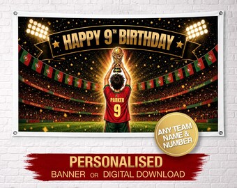 Personalized Birthday Banner | Football Birthday Banner | Custom Birthday Banner | Custom Name Banner | Birthday Party Decoration | Soccer