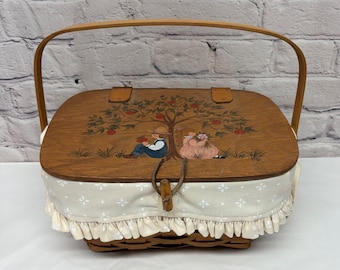 RARE Handwoven Longaberger Basket With Lid and Swing Handle