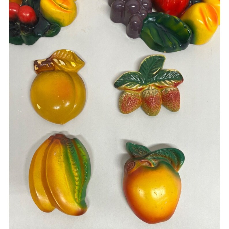 Vintage Chalkware Plaster Fruit Wall Hangings Cottagecore Etsy