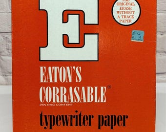 Vtg  Eatons CORRASABLE Onion Skin 9lb Typewriter Paper 25% cotton