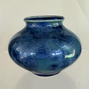 Bill Campbell Mini Vase  Crystalline Art Pottery 2.75 Blue Teal  Signed