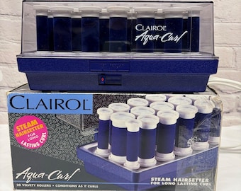 Clairol Aqua Curl Steam Hairsetter Wax Core Velvet Rollers No Pins K-40 -Working Hot Rollers 90s