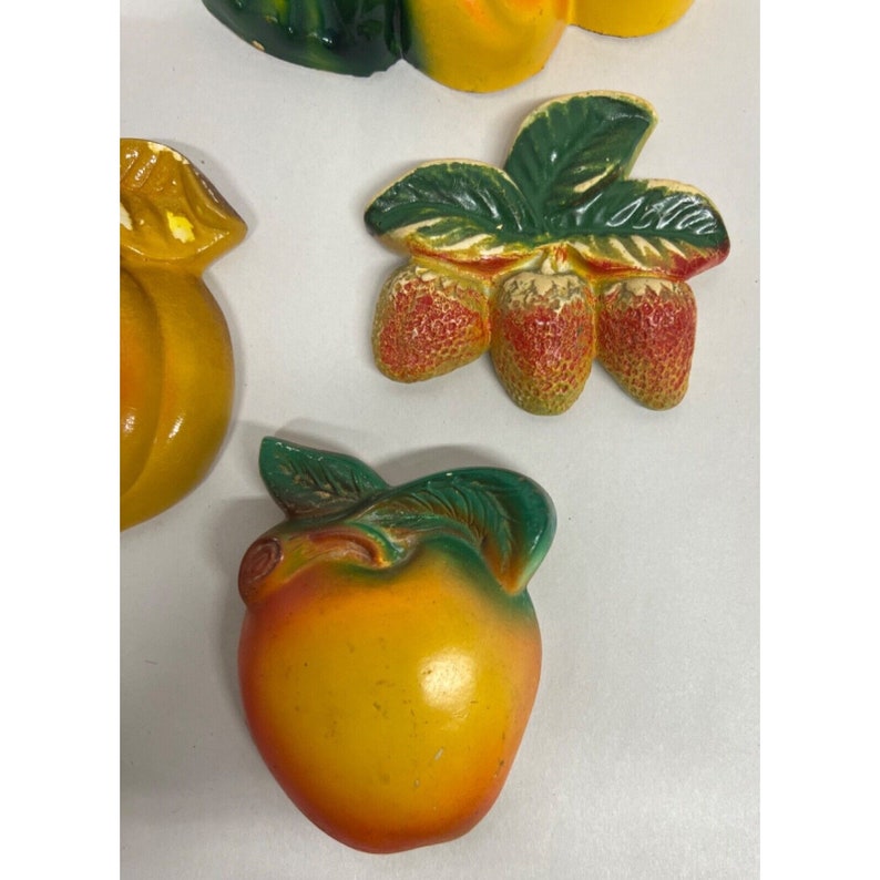 Vintage Chalkware Plaster Fruit Wall Hangings Cottagecore Etsy