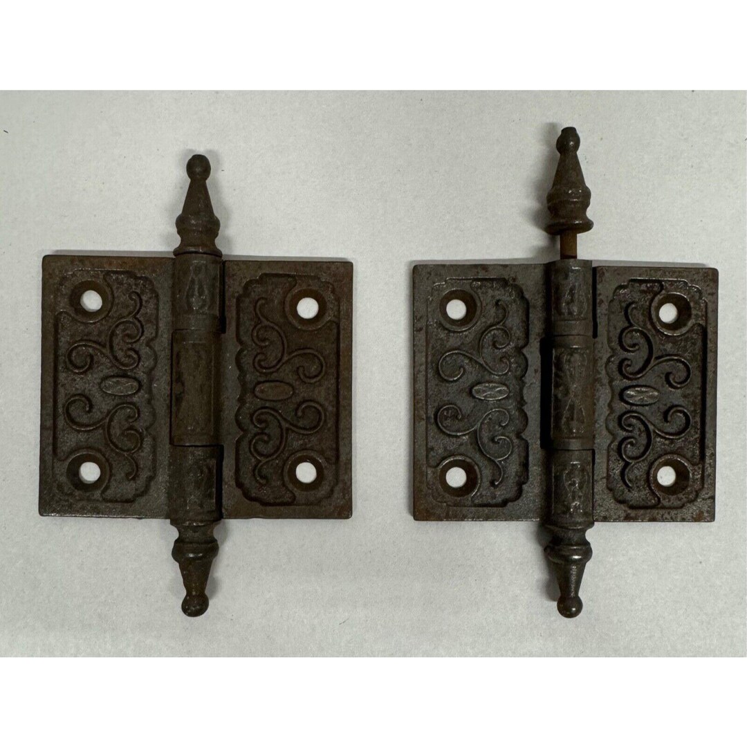Victorian Metal Door Hinges Vintage Ornate Decorative Scroll Set of 2 ...