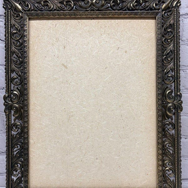 Vtg Brass Picture Frame Made in Italy Large 21 Ornate Victorian Hollywood