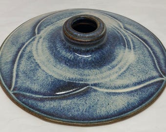 Bill Campbell Studio Pottery Lotus Trillium Oil Lamp Base Blue 12