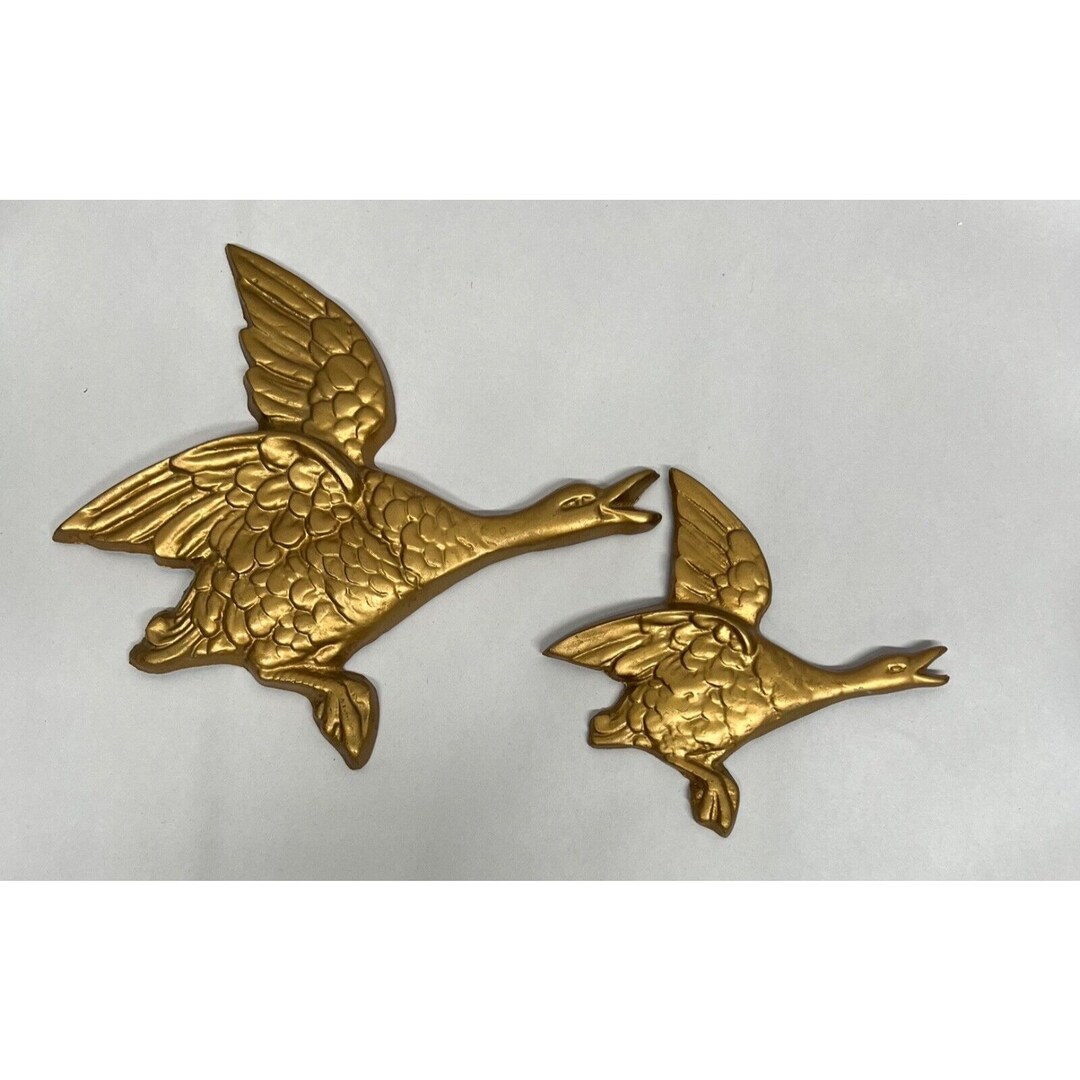 VTG MCM Brass Metal Flying Ducks Geese Wall Art Hanging Decor Japan Etsy