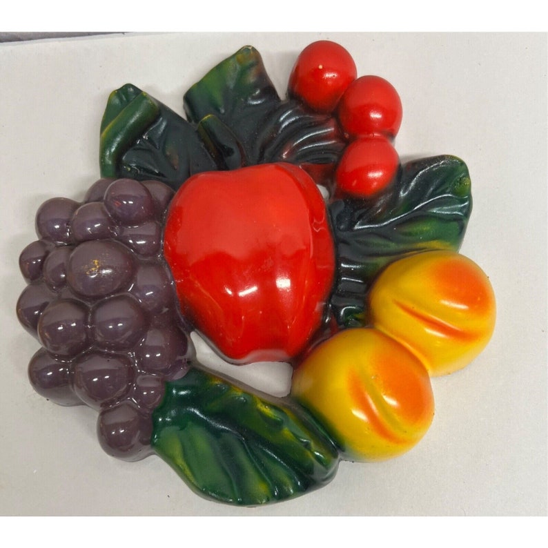 Vintage Chalkware Plaster Fruit Wall Hangings Cottagecore Etsy