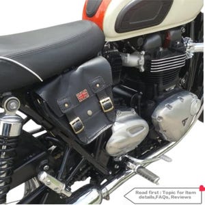 Triumph Side Bag (Real Full Grain Leather) for T100,T120,Street Twin,THRUXTON R,Scambler,Thruxton900,speed twin,Bonnevill(Union Jack Flag)