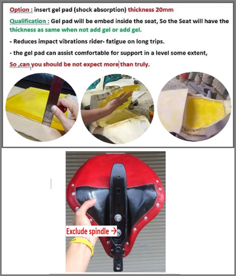 Triumph Bobber Real Leather Seat: Gel Pad, Fiberglass Base, exclude tariff and import duty image 8