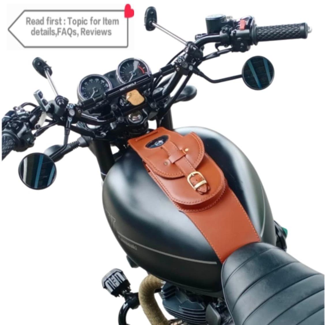 KAWASAKI W800用タンク カワサキ W650 W800 レザータンクストラップ ポーチ付き 関税別