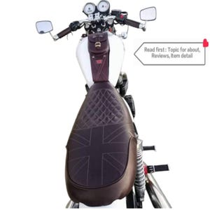 T100(Real Leather)SEAT for TRIUMPH Bonneville T100(2001-2015)Thruxton900,Scrambler(2001-2015)(Seat included Base)Gel, Union Jack & diamond