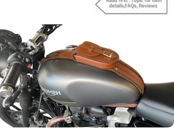 Triumph Speed Twin 900 Tankrucksack Riemen: Echtleder Panel mit Täschchen