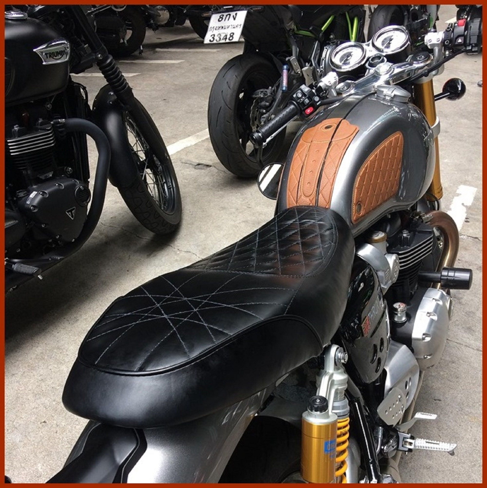 THRUXTON R real Leather SEAT for Triumph Thruxton R 2016 to 2024