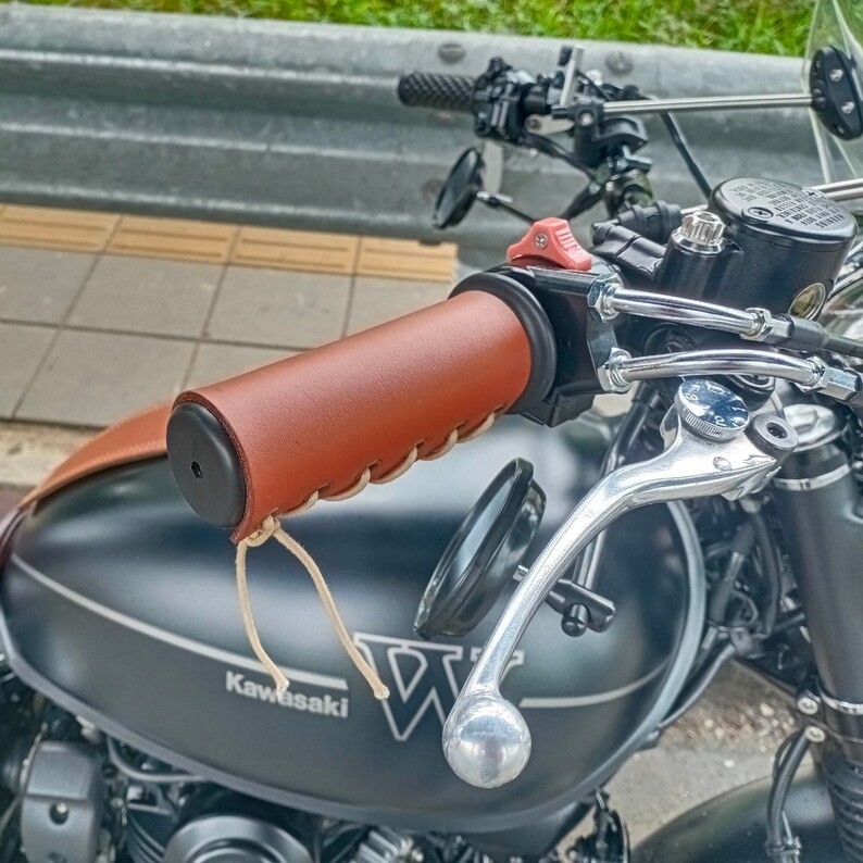 Motorcycle real Leather Hand Grip Covers High Quality Etsy
