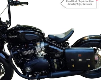Genuine Leather Triumph Bobber Saddlebag with Rack - Left Side, exclude tariff and import duty.