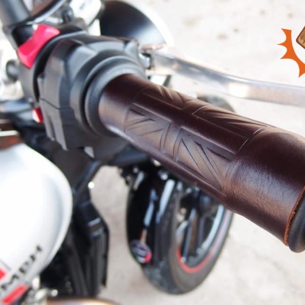 Triumph (Real Leather) Hand grip covers  High Quality top grade  Leather pads cover the hand grip for Triumph Motorcycles all Models