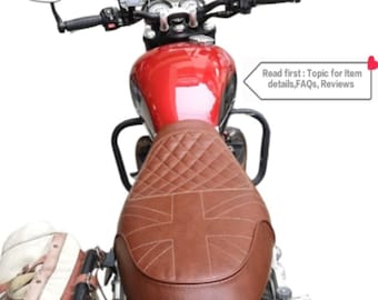 Speed Twin Seats for TRIUMPH Real Leather Kustom Motorcycle SEAT: Speed Twin 1200cc (2019-2025) - Union Jack & Diamond (Seat + Base)