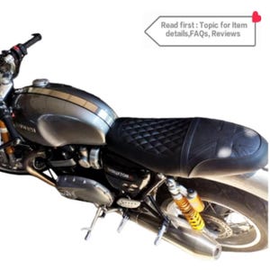 THRUXTON R (Real Leather) SEAT for Triumph Thruxton (R) 2016 to 2024 ,Thruxton(RS) 1200 (Seat included Base)Gel pad, Union Jack & diamond
