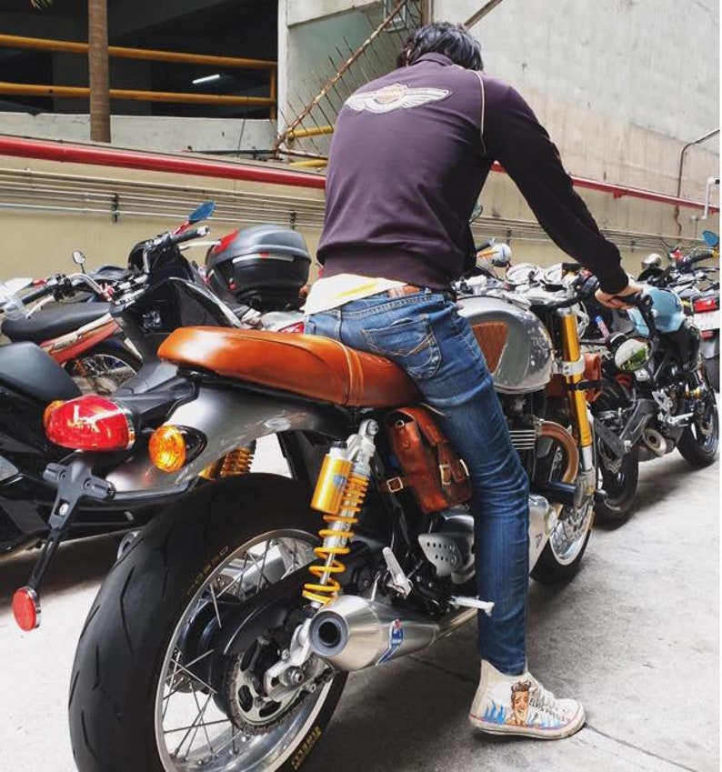 triumph bonneville side cover bag