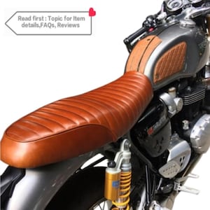 THRUXTON R (Real Leather) SEAT for Triumph Thruxton (R) 2016 to 2024 ,Thruxton(RS) 1200 (Seat included Base)Gel pad, Tuck N roll