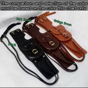 K&ouml;nnte beinhalten: Drei Leder-Motorradsatteltaschen in Schwarz, Dunkelbraun und Vintage-Braun. Die Taschen haben einen Klappenverschluss mit einer Schnalle und einen Riemen mit einer Schnalle. Der Vergleich und die Auswahl der Farbe m&uuml;ssen auf der Farbe dieser Tabelle basieren.