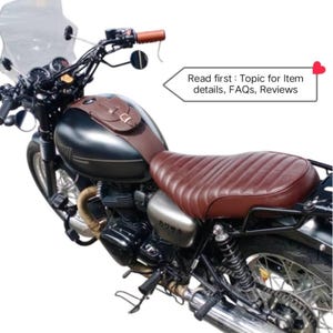 タンクキャリア&ガード　レトロ　トライアンフ　ハーレー　w650 カワサキ W650 W800 レザータンクストラップ（ポーチ付き） - Etsy 日本