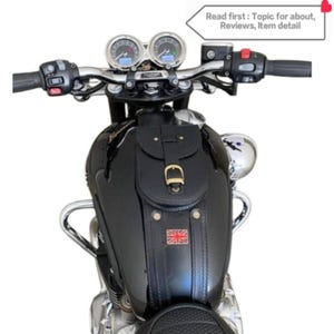 Triumph T120 Tank Bag Strap (Real Leather) for T100/T120/Street Twin/SC/Scrambler/Thruxton(R) Bonneville High Quality Panel with Pouch
