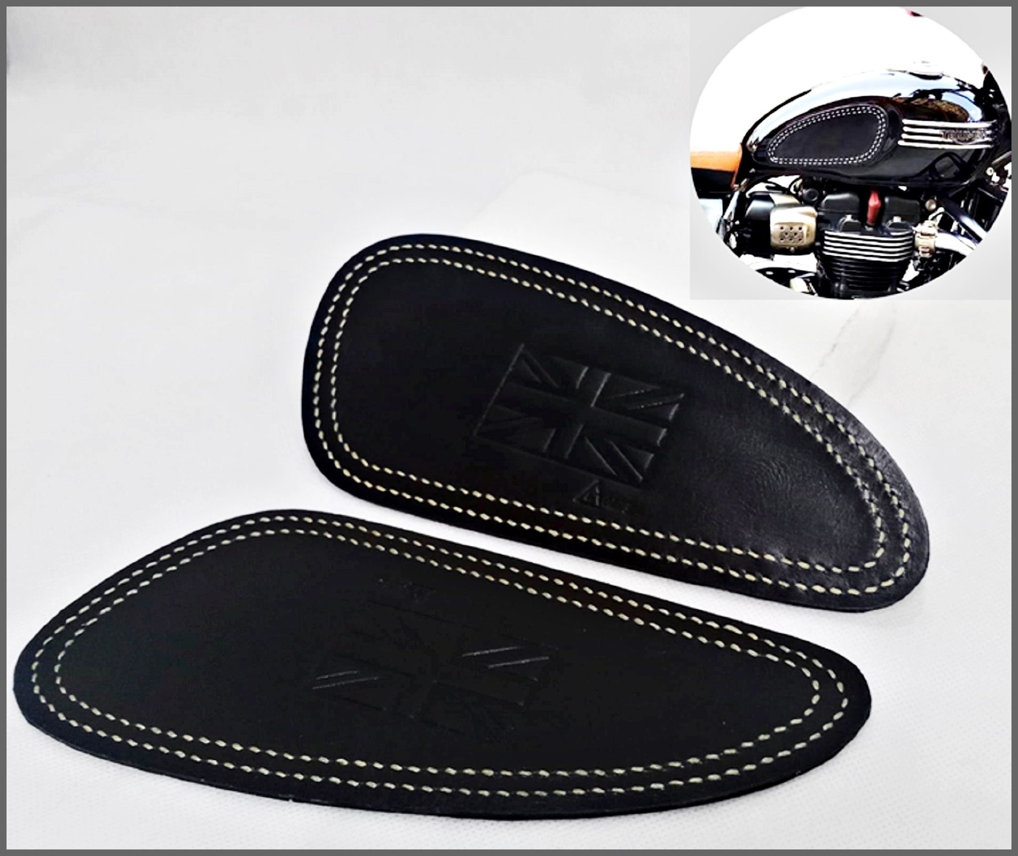 Petrol Tank Custom Knee Pads - Union Jack - Vickers Motorcycle Company