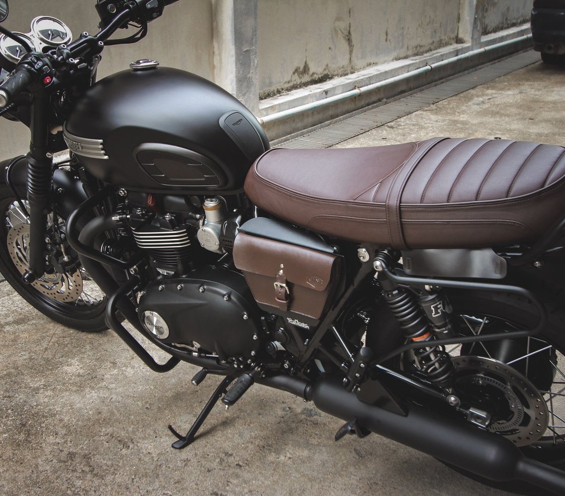 Triumph aluminiumSide Bag Real leather cover Panel for Etsy