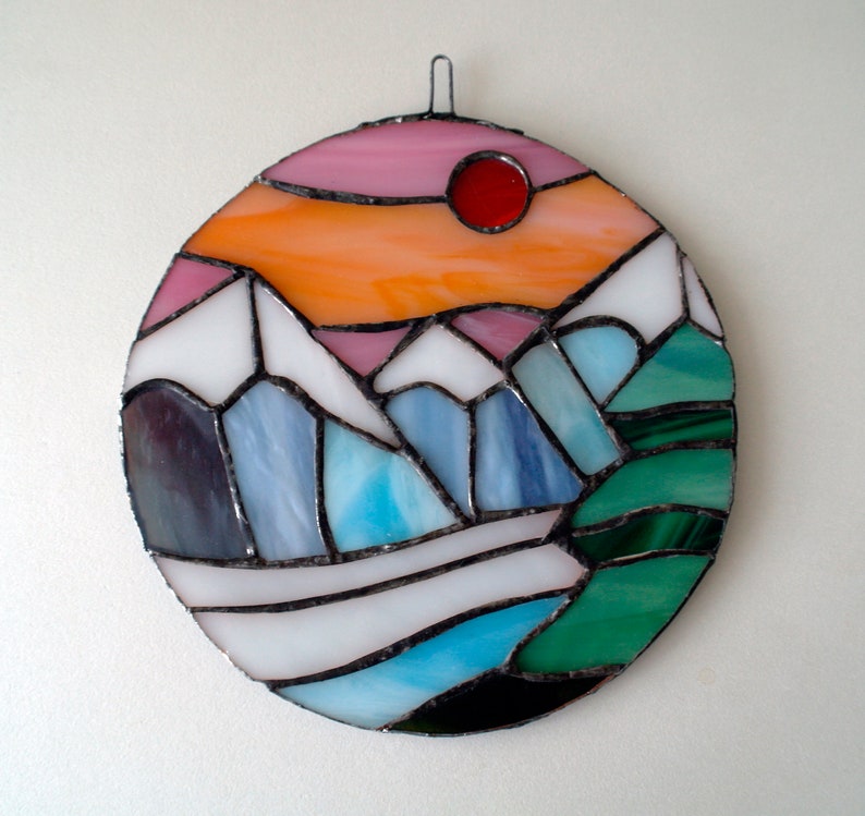 Stained-glass Winter Landscape Slope in the Mountains | Etsy