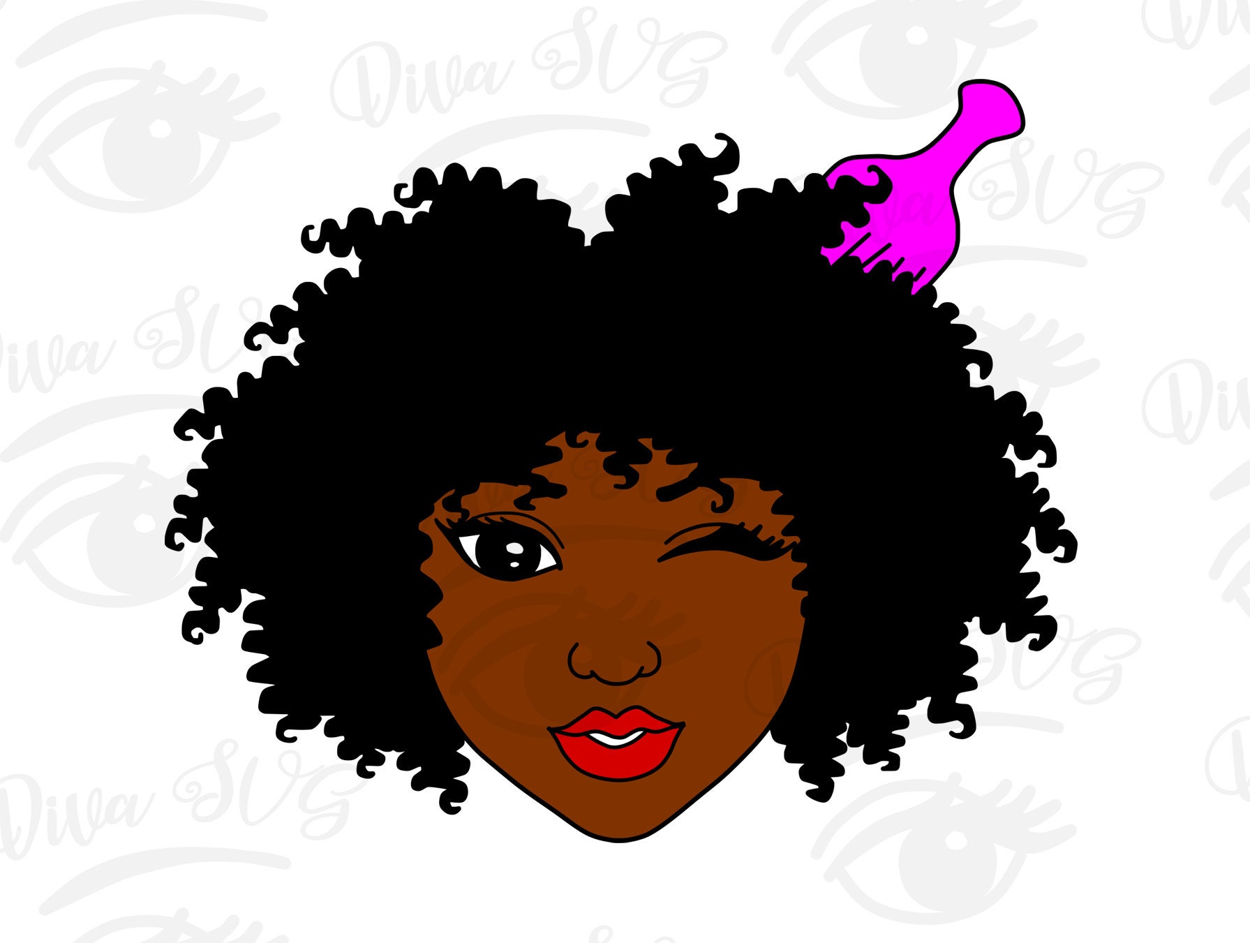 Download Afro Girl SVG Black Woman Winking SVG Black Woman Face svg | Etsy