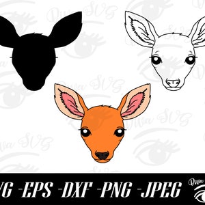Deer SVG, Baby Deer SVG, Fawn SVG, Deer Cut File, Deer Silhouette, Deer Face svg, Cute Deer svg, dxf, eps, Instant Download