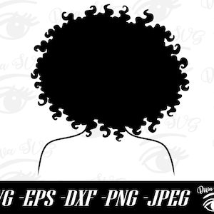 Black Woman Curly hair SVG, Back facing SVG, Black Woman SVG, Natural Hair png, Afro Hair svg, Afro Woman svg, Silhouette Cut Files, Cricut