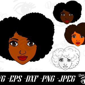 Black Woman Afro SVG, Black Woman svg, Parted Afro, Natural Hair, Black Woman Face, Afro Woman SVG, Silhouette Cut Files, Cricut Files