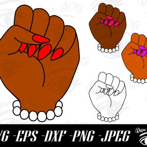 Fist With Pearls SVG, Black Lives Matter Fist Svg, Woman Fist SVG, Power Fist svg, African American Black Girl Magic svg, Silhouette, Cricut