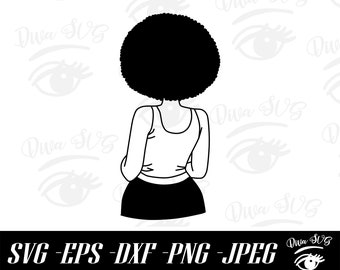 Afro Girl SVG, Afro Woman SVG, Black Lady, Black Woman SVG,  African American svg, Afro Woman Clipart, 70s Girl svg, Black Woman png Disco