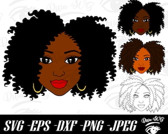 Black Afro Woman SVG, Black Woman, Black Woman Face svg, Twist Out Hairstyle, Black Girl Magic SVG, Cricut File, Silhouette Instant Download