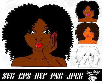 Black Woman SVG, Beautiful Black Woman SVG, Black Woman Cut Files, Afro Woman SVG, Silhouette Cut Files, Cricut, Vector, Instant Download