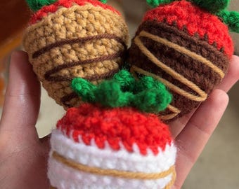 MOTIF de fraises enrobées de chocolat au crochet