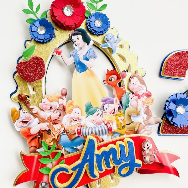 Snow White Cake Topper, Snow White Centerpiece, Disney Decoration, Princess Party, Snow White Birthday, Snow White with number