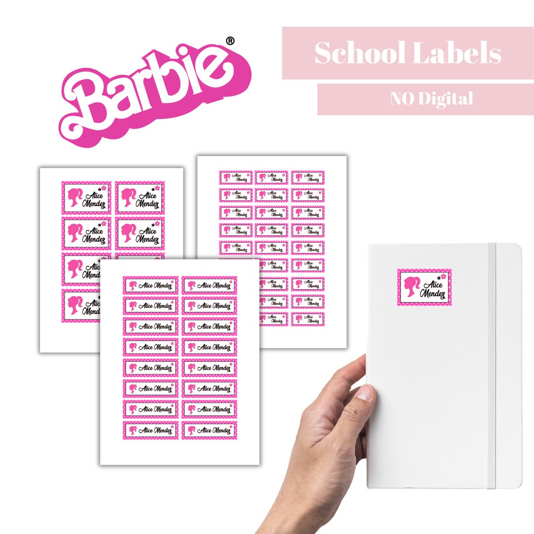 Barbie School Labels NO DIGITAL 3 Size Barbie Stickers Name - Etsy