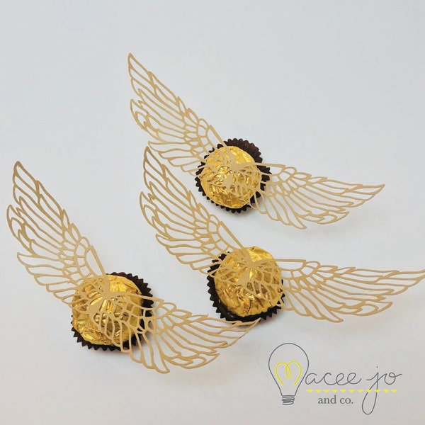 Flying Gold Ball Wings - Cut and Print Files - Wizard Themed Birthday Party Accessory - Ferrero Rocher - Printable