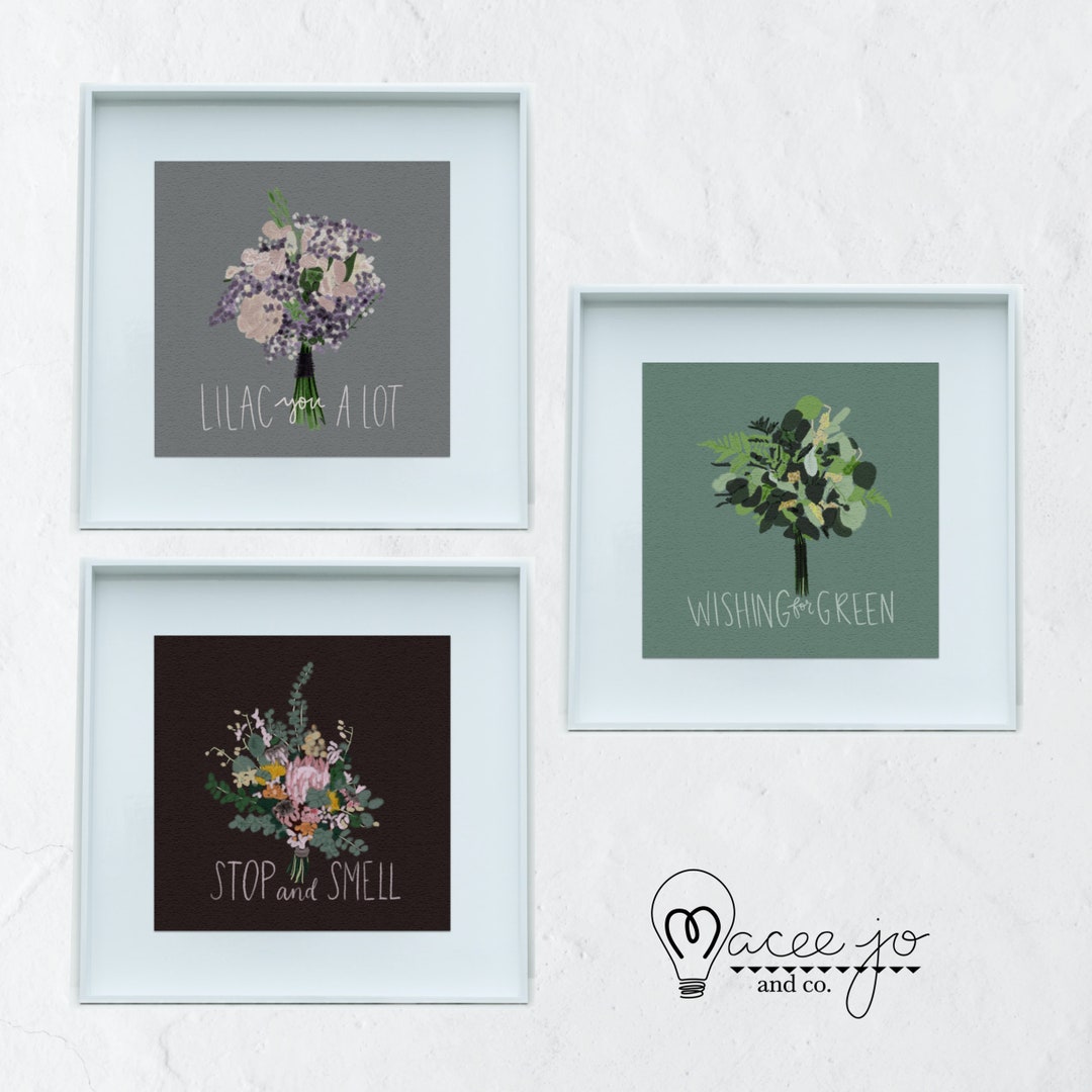 Watercolor Bouquet PRINTABLE Wall Art - Set of 3 DOWNLOADS - Lilac You ...