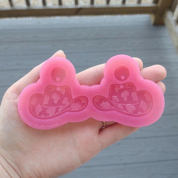 Cowgirl hat earring mold cute cow print dangle earring resin mold cowboy ranch earring mold cute hat silicone mold for resin art