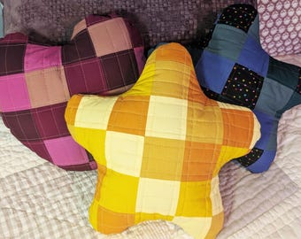 Quilted Star Shaped Throw Pillow in Yellow and Gold