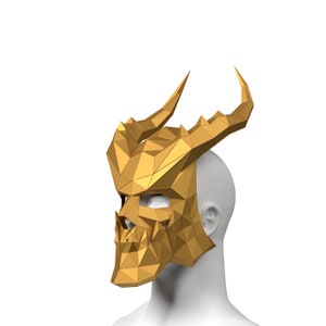 Dragon Mask, Devil Mask, horned mask - Make your own papercraft mask using this simple PDF download